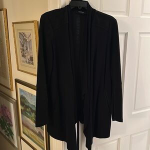 Ultrasuede and knit drape front cardigan-Karen Kane